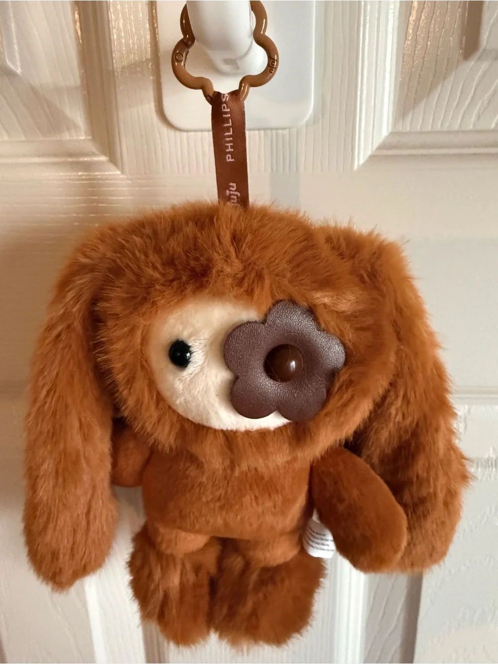 Furry Brown Rabbit Bunny with Floppy Ears Keychain / Charm